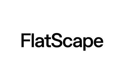 Marque FlatScape sur une fond blanc avec une police noir minimaliste pour un logo